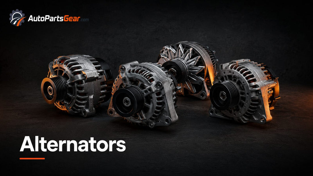 Automotive alternators in multiple housing and pulley configurations
