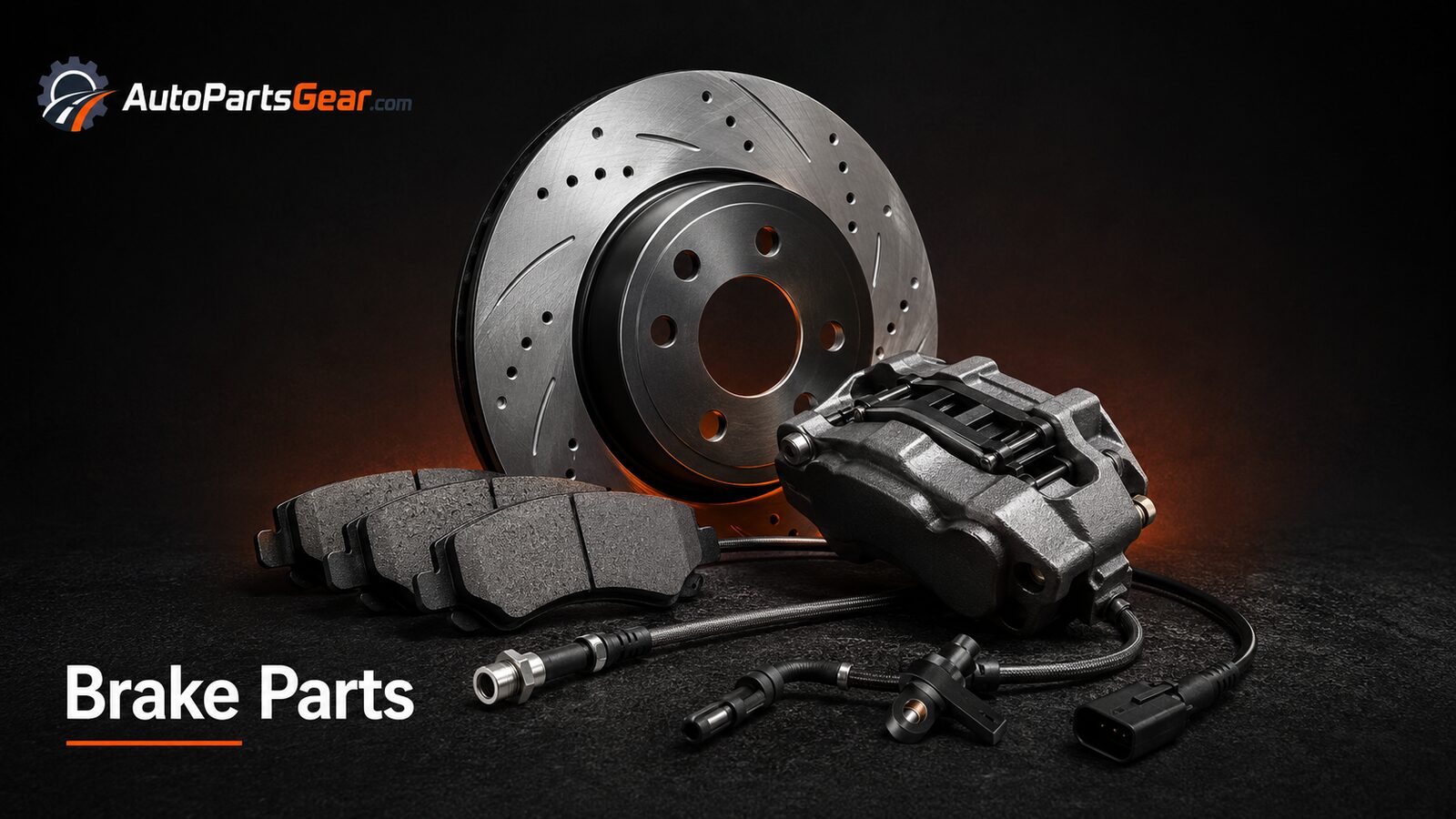 Brake parts including rotor, caliper, brake pads, hose and ABS sensor