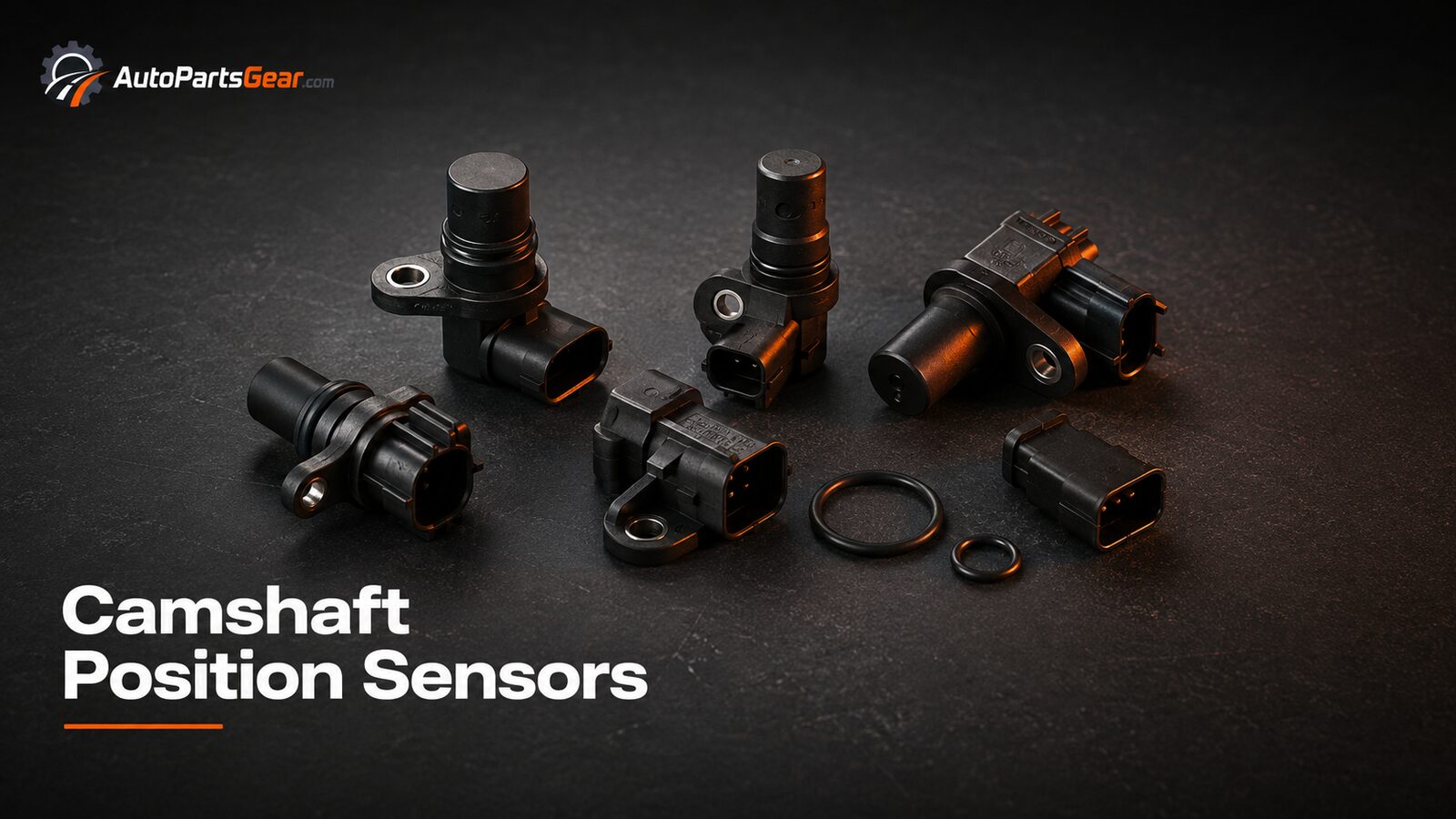Automotive camshaft position sensors with connectors and seals