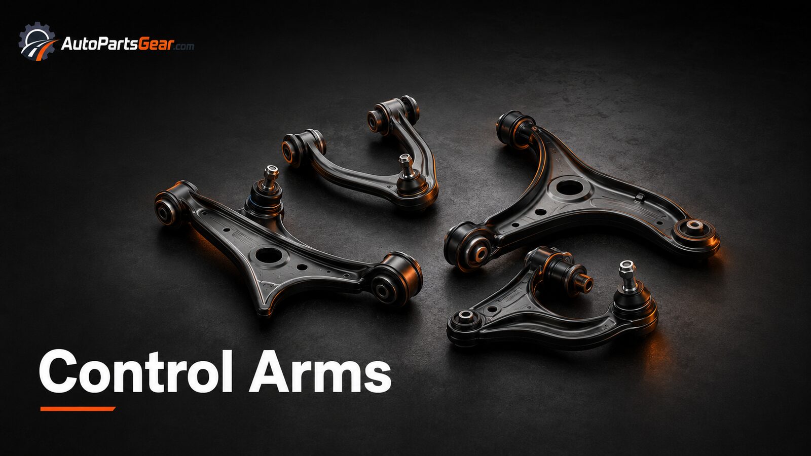 Automotive upper and lower control arms with bushings and ball joints