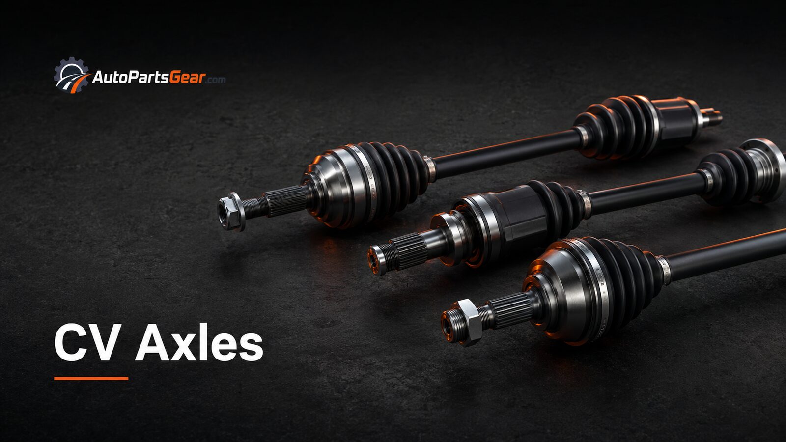 Unbranded automotive cv axles replacement parts arranged on a dark studio background