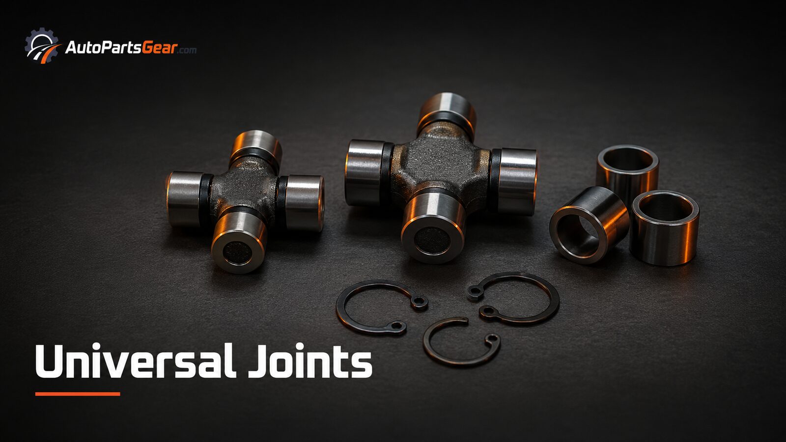 Unbranded automotive drive shafts replacement parts arranged on a dark studio background
