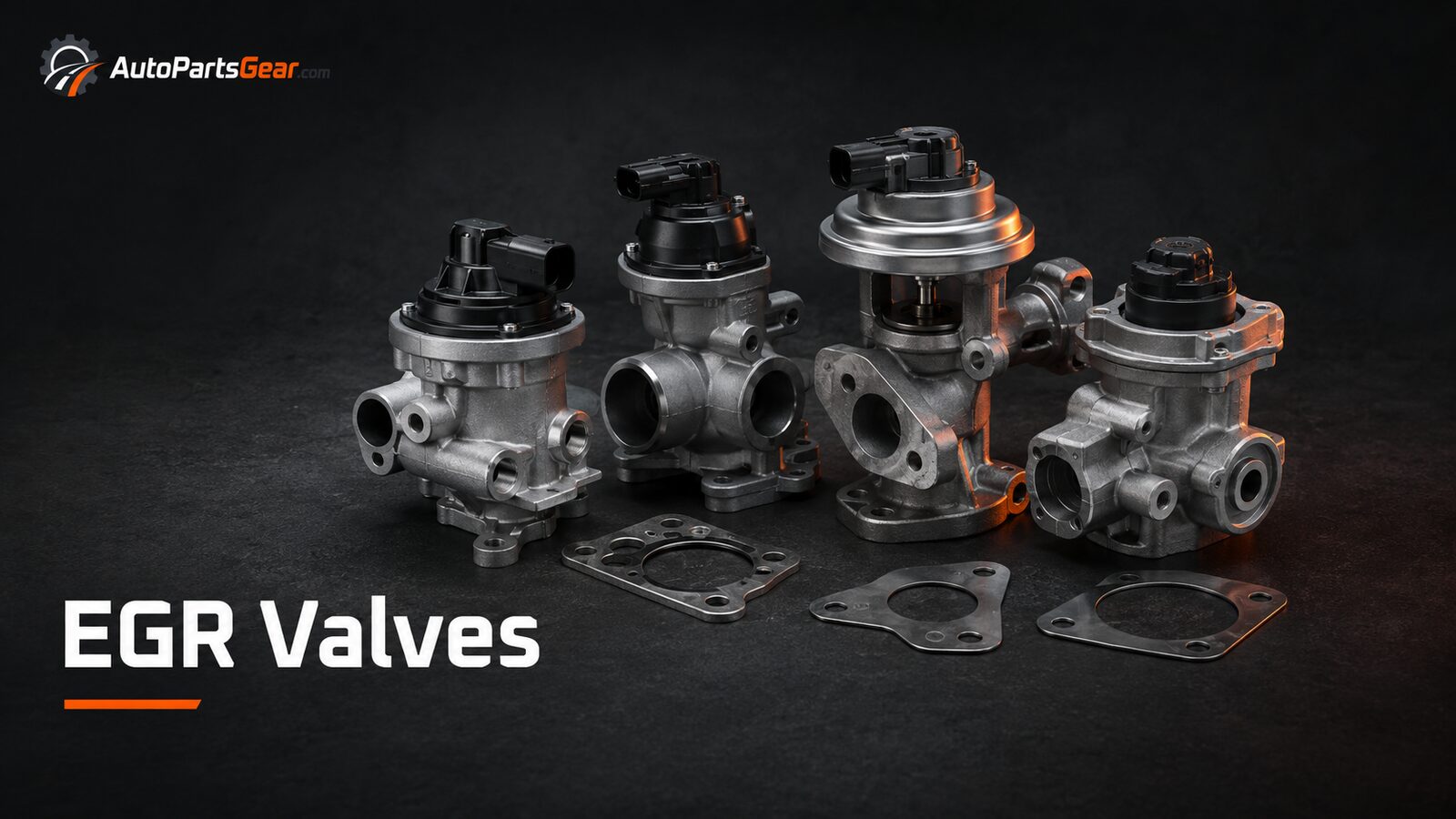 Unbranded automotive egr valves replacement parts on a dark studio background