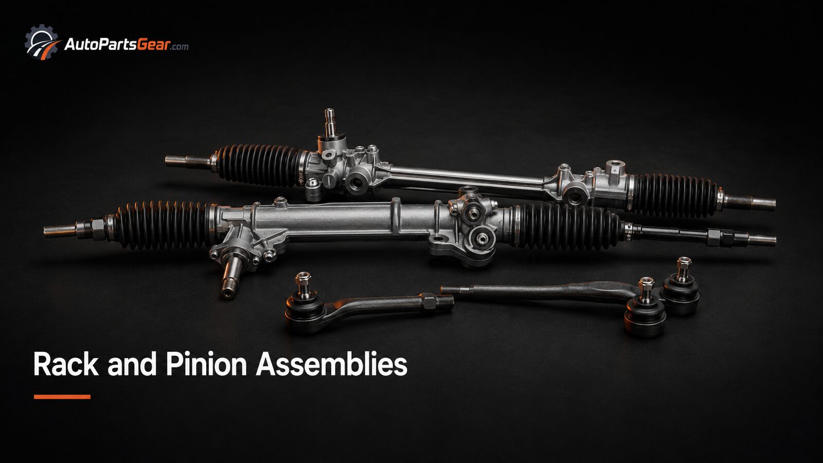 Automotive rack and pinion steering assemblies with tie rods and bellows