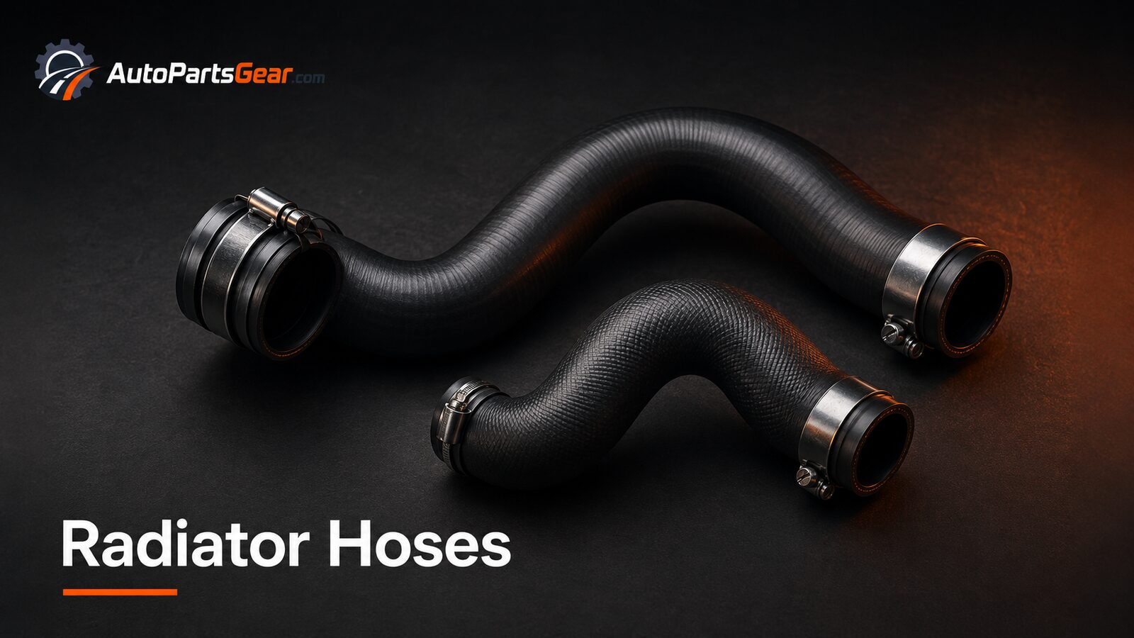 Formed upper and lower automotive radiator hoses with clamps