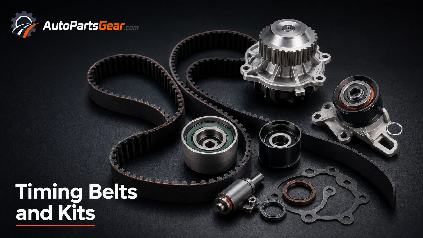 Automotive timing belts, tensioners, pulleys and water pump components
