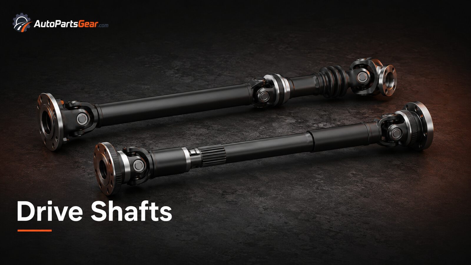 Unbranded automotive universal joints replacement parts arranged on a dark studio background