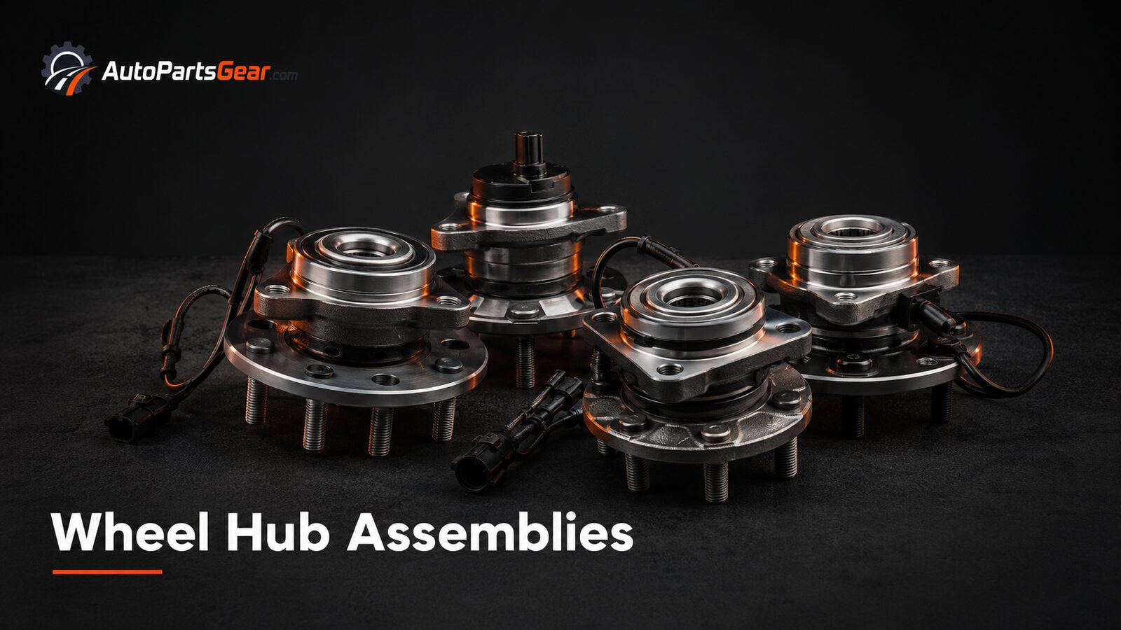 Automotive wheel hub and bearing assemblies with studs and ABS leads