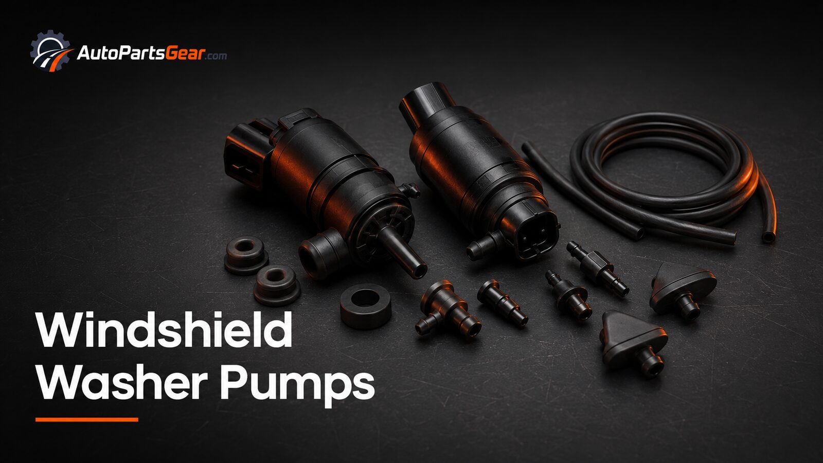 Automotive windshield washer pumps, hoses, grommets and nozzles