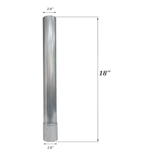 2 Inch Stainless Steel T304 Exhaust Tubing, 2''ID-to-OD Length 18''Straight Exhaust Extension Tube Tailpipe,Universal Connector Adapter Tubo