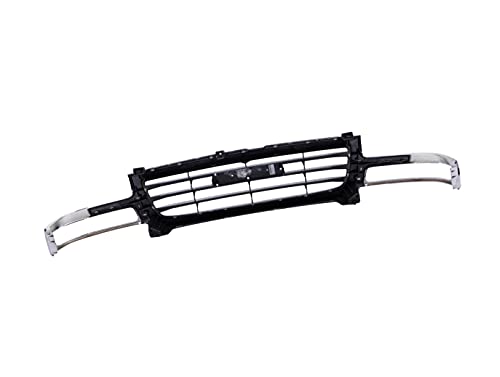 JustDrivably Front Grille Chrome Shell Grill Black Insert Compatible With 2003-2007 GMC SIERRA 1500 2500 19130791 GM1200475