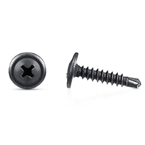 MAIN ST COLLECTIVE 50 Pcs Black Phillips Oval Tek Screws 8x3/4 Tek Point with 7/16" O.D. Washer | Mounting Screws | Automotive Exterior Accessories, Clips & Auto Body Repair Tools for GM
