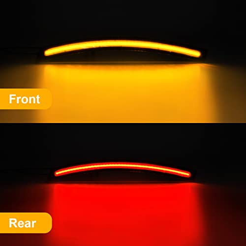 R&F Auto 4PCS Smoked Lens LED Front Rear Side Marker Lights Compatible with Corvette C7 (2014-2019) /Grand Sport/Stingray/Z06 /ZR1 Amber Red LED Sidemarker Lamps Bumper Turn Signal Lights