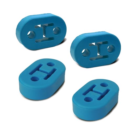 Car Exhaust Hanger, 4PCS Rubber Insulator Bushing Mount, 2 Holes 0.47 Inch (12mm), High-Density Tailpipe Damping Hanger,Auto Muffler Shock Absorbent Bracket Mount,Universal Fit (Blue)