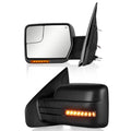 Side Mirrors Ford F150 2004-2014 Towing Mirror with Dynamic Turn Signal Light Power Glass Puddle Lamp Heated Manual Folding Pair Set, Black