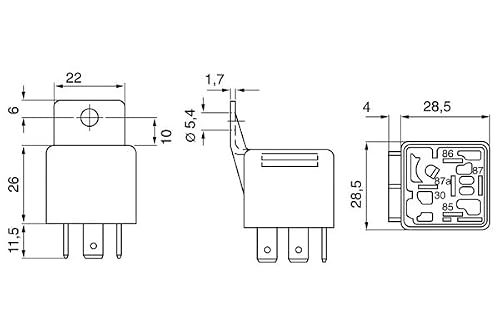 BOSCH 0332019110 Normal Open Mini Relay - 4 Pins, 12 V, 30 A - Single
