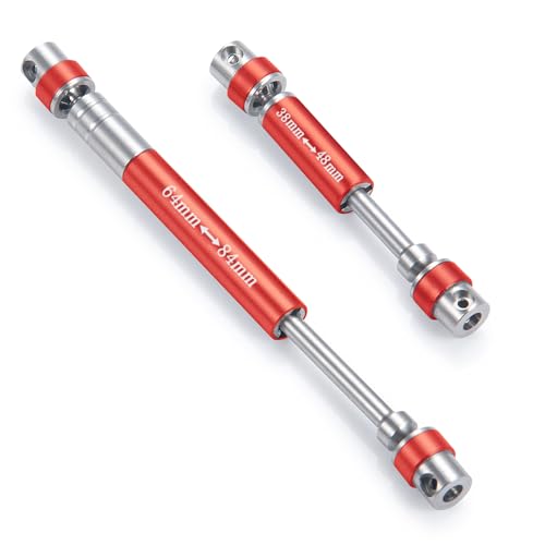 RCLIONS Steel RC Drive Shaft CVD 38+64mm Upgrade for 1/24th AXIAL SCX24 Gladiator AXI00005 RC Crawler Car Parts (Red)