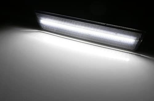 iJDMTOY Smoked Lens White Full LED Rear Side Marker Light Kit Compatible With Dodge 2008-14 Challenger & 2011-14 Charger, Powered by 36 LED Diodes, Replace OEM Amber Lens Sidemarker Lamps