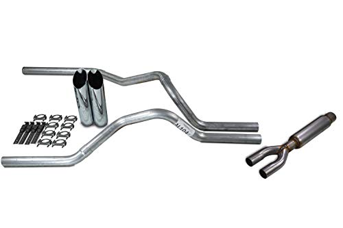Truck Exhaust Kits - Shop Line Dual Exhaust Sytem 2.5 inch Aluminized Pipe Glasspack Chrome Tips