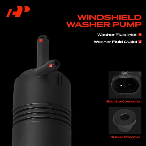A-Premium Front Windshield Washer Pump Compatible with Chevrolet Impala 2006-2013, Impala Limited 2014-2016, Monte Carlo 2006-2007 & Buick LaCrosse, Lucerne, Allure & Cadillac DTS & Pontiac Grand Prix