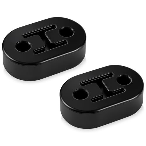 SINGARO Rubber Exhaust Hanger, Muffler Exhaust System, Heavy Insulator Support Bushing Installation, 2 Holes 0.47 Inch, High-Density Tailpipe Damping Hanger (2PCS Black)