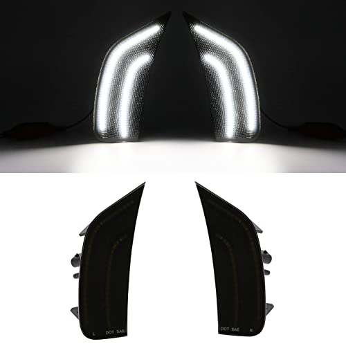 Mynoway Smoked Lens LED Side Marker Lamp Compatible with 2021-2024 Yukon/Yukon Denali/Yukon XL/Tahoe/Escalade/Suburban/Escalade ESV Driver Passenger Sidemarkers Lamp White Front Fender Lights