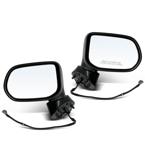 A-Premium Pair (2) Driver & Passenger Side Power Door Mirror - Compatible with Honda Civic EX/LX 2006 2007 2008 2009 2010 2011 Sedan - Non-Heated Manual Folding Black Smooth Outside Rear View Mirror
