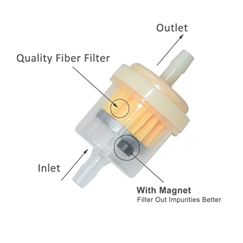 Universal Gas Inline Fuel Filters with Magnet 3/16 Inch (Pack of 10)