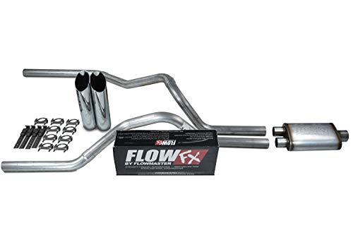 Truck Exhaust Kits - Shop Line Dual Exhaust Sytem 2.5 inch Aluminized Pipe Flowmaster Flow FX Muffler Chrome Tips