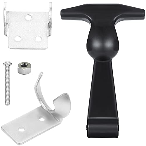 Mudder 8 Pieces Elastic Stainless Steel Rubber Hood Catch Flexible T-Handle Hasp Rubber Flexible Draw Latches with Brackets for Vehicle Engine, Hood