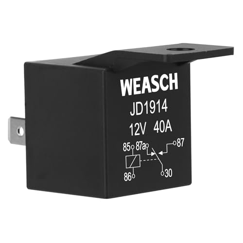 Weasch 2 Pack JD1914 Car Relay, 12V 40A, 5 Pin SPDT, Automotive Switches and Starters, Waterproof Relay for Boat Tractor Truck Motorcycle (2)