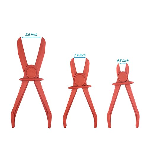 OBTANIM 3 Pack Plastic Hose Pinch Off Pliers Line Clamp Pliers Set Tool for Automotive Flexible Hoses, Gas Lines Radiator Brake Coolant and Fuel Lines (Red)