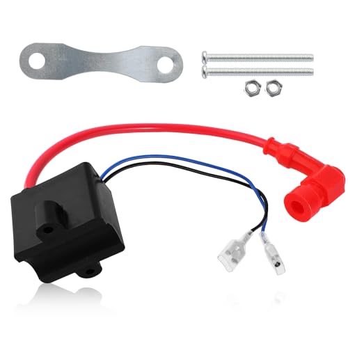 QAZAKY High Performance CDI Ignition Coil Compatible with 49cc - 50cc 60cc 66cc 80cc 2-stroke Engine Motor Motorized Bicycle Bike With Mounting Parts