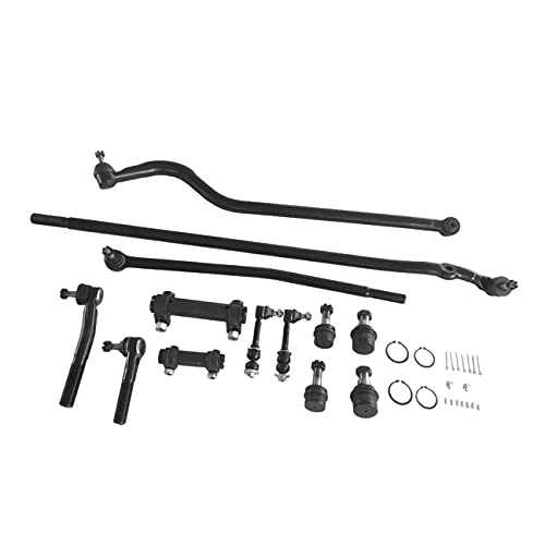 AngyMeck 13Pc Front Suspension Steering Kit for 1998-1999 Dodge Ram 2500 3500 4WD, Heavy Duty Track Bar, Upper Lower Ball Joints, Inner Outer Tie Rods, Sway Bar Links, Adjusting Sleeves