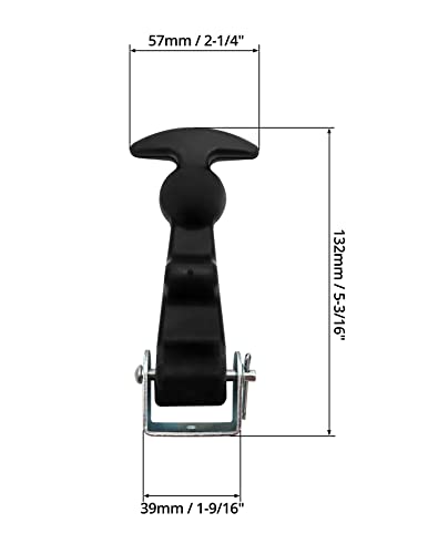 QWORK 4 Packs Rubber Hood Catch Flexible T-Handle Hasp Rubber Flexible Draw Latches for Tool Box, Hood, Vehicle Engine
