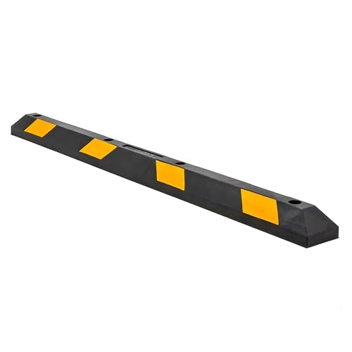Guardian Parking Stop, Rubber Stopper and Curb with Mounting Holes, 6 Ft, Black/Yellow - Highly Visible Accessory for Car and Passenger Safety - Ideal for Job Sites, Driveways, and Garages