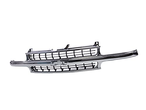 JustDrivably Front Grille Grill Chrome Shell With Black Insert Compatible With Chevrolet Silverado 1500 2500 1999-2002 & Suburban 1500 2500 & Tahoe 2000-2006