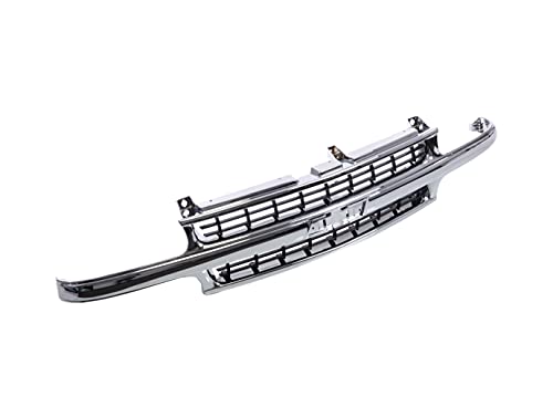 JustDrivably Front Grille Grill Chrome Shell With Black Insert Compatible With Chevrolet Silverado 1500 2500 1999-2002 & Suburban 1500 2500 & Tahoe 2000-2006
