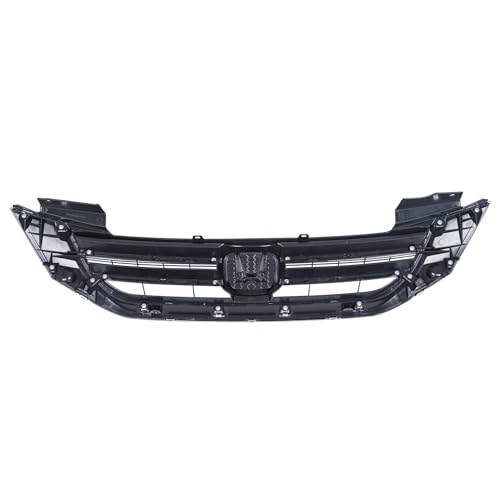 ALMULOO Front Bumper Grill Compatible with 2013-2015 Honda Accord 4Door Sedans Only Upper Black Chrome Grille ABS Plastic Replacement for 71121T2FA01 HO1200214