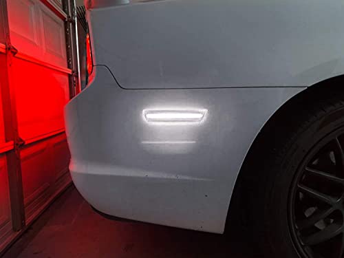 iJDMTOY Smoked Lens White Full LED Rear Side Marker Light Kit Compatible With Dodge 2008-14 Challenger & 2011-14 Charger, Powered by 36 LED Diodes, Replace OEM Amber Lens Sidemarker Lamps