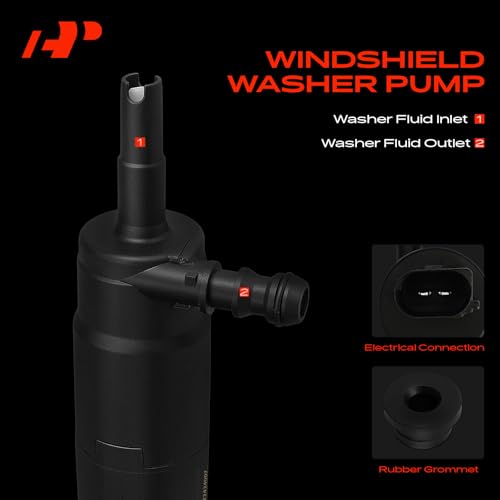 A-Premium Front Windshield Washer Pump Compatible with Volkswagen Jetta, Passat, Tiguan, Beetle, CC, Touareg, Eos, GTI & BMW 318i,318ti, 323Ci, 323i, 323is & Audi A4, A5, A6, A3, A8, TT & Porsche 911