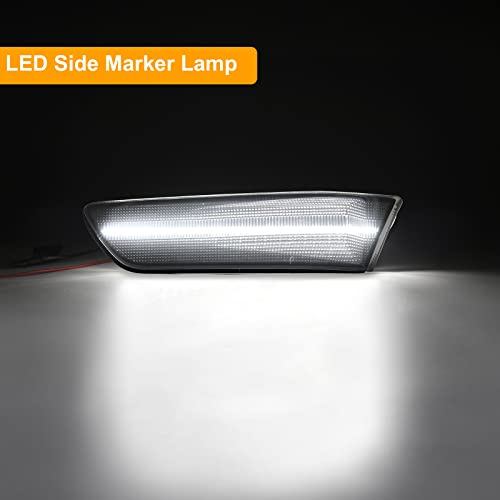 Aexploer Side Marker Lights LED Compatible with G35 2D Coupe 2003-2007 / for Skyline V35 Coupe 2002-2007,Front Fender Bumper Side Markers Lamps(White Lights Smoked Len)
