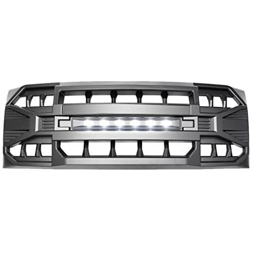 MEGAIE Front Grill Replacement for F150 2009-2014, Matte Black Front Bumper Grille w/Off-Road Lights