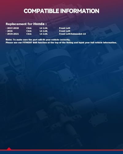 KAX Front Left CV Axle Fit for 2016-2020 Honda Civic 2.0L Automatic CVT, 2021 Civic 2.0L, 1 PCS CV Joint Shaft