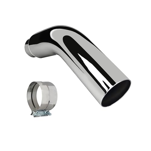 Universal 4" to 6" Exhaust Elbow Pipe with Steel Clamp - Silver Chrome or Black Painted for Car, Truck & Diesel