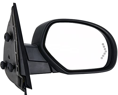 ZAPOSTS Side View Mirror Fit for 07-13 Chevy Silverado 1500 2500 HD 3500,for GMC Sierra 1500 2500 HD,Yukon/Yukon XL 1500-Black Power Heated Arrow Turn Signal Puddle Light Passenger Side Manual Folding