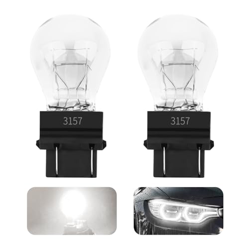 Purthog 2PCS 3157 Bulb for Car,Long-Term Use Tail Lights Bulb as Halogen Light Bulbs 12V P27-5W 3000K,Essential Brake Light Bulbs Replacement Compatible with GMC Ford Nissan (White)