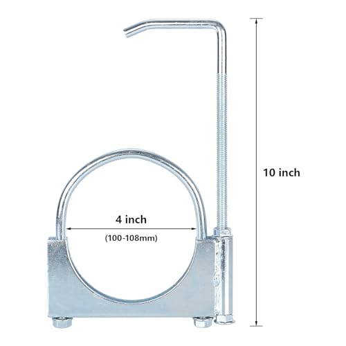 LCGP 4" Universal Exhaust Clamp with Hanger Made of Heavy-Duty Steel Clamp with Rear Muffler Hanger Exhaust Pipe 2PCS