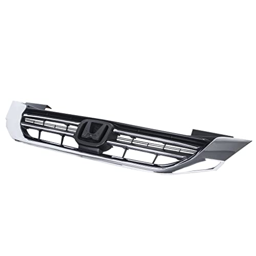 ALMULOO Front Bumper Grill Compatible with 2013-2015 Honda Accord 4Door Sedans Only Upper Black Chrome Grille ABS Plastic Replacement for 71121T2FA01 HO1200214