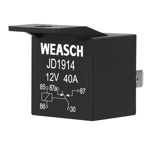 Weasch 2 Pack JD1914 Car Relay, 12V 40A, 5 Pin SPDT, Automotive Switches and Starters, Waterproof Relay for Boat Tractor Truck Motorcycle (2)